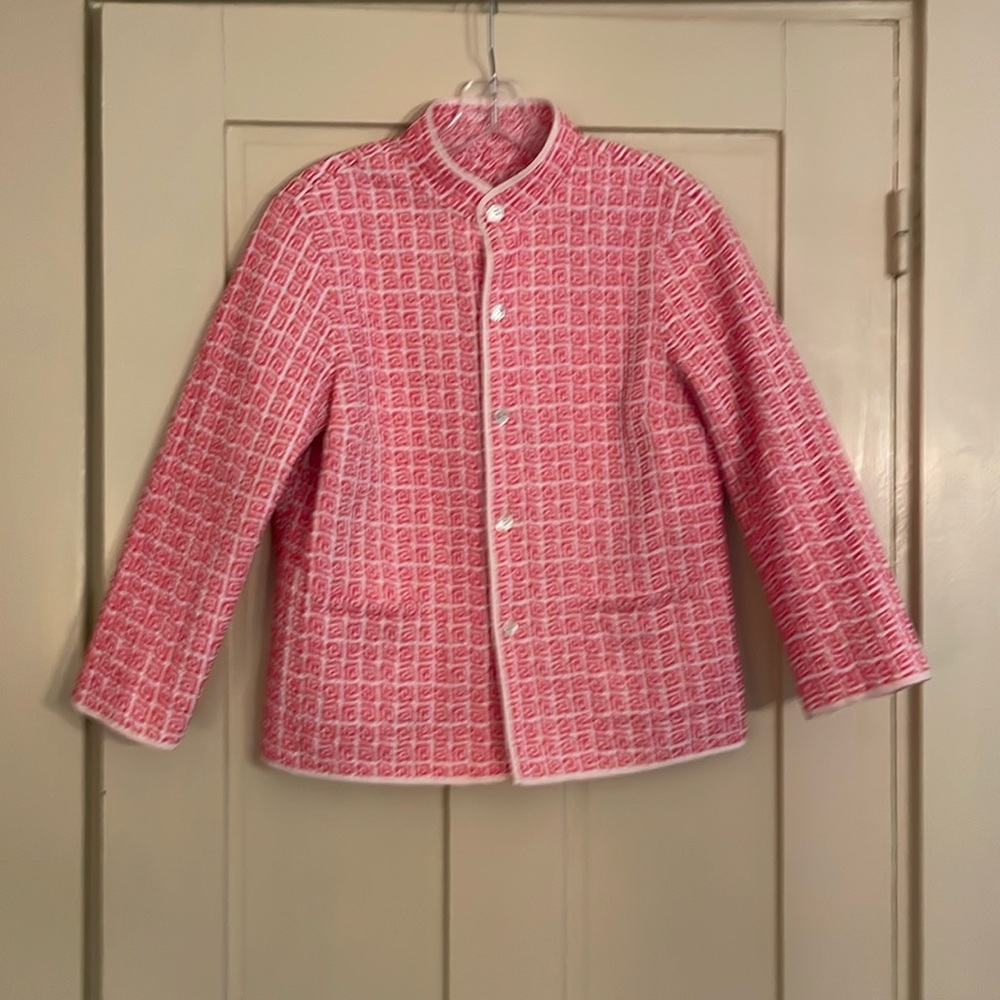 J McLaughlin pink/white quilted reversible jacket, size S